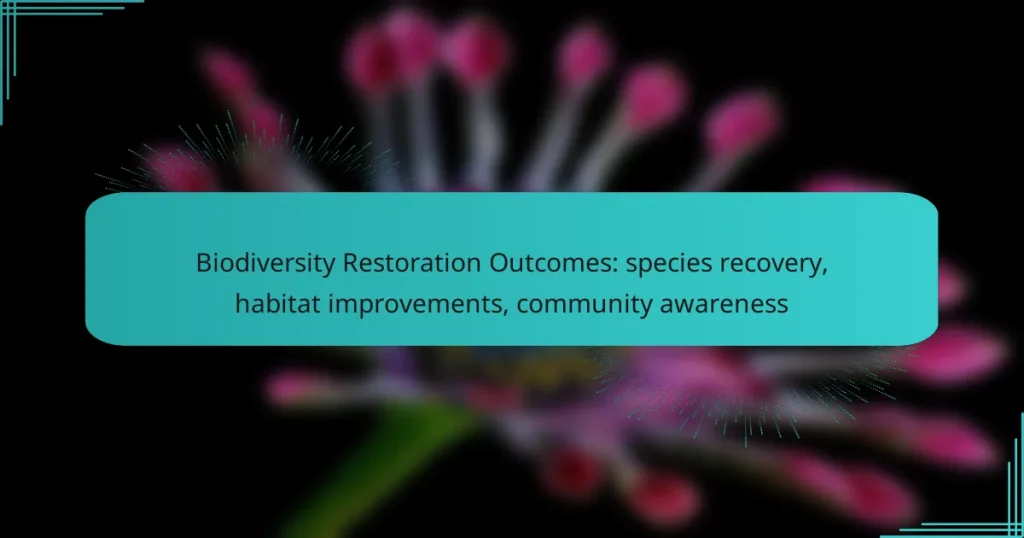 Biodiversity Restoration Outcomes: species recovery, habitat improvements, community awareness