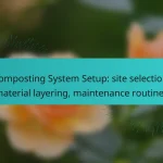 Composting System Setup: site selection, material layering, maintenance routines