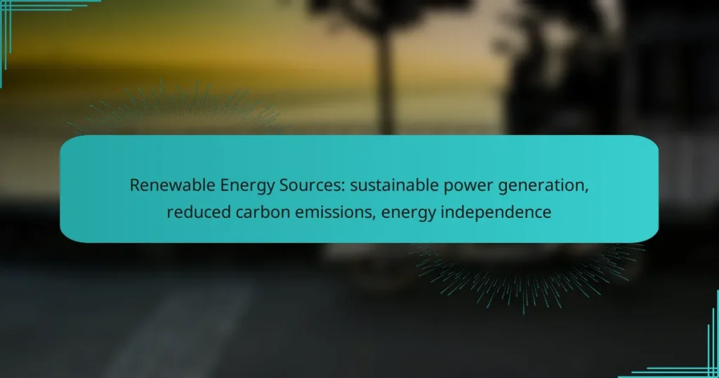 Renewable Energy Sources: sustainable power generation, reduced carbon emissions, energy independence