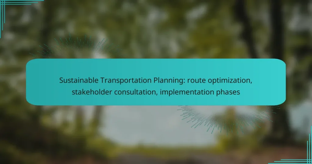 Sustainable Transportation Planning: route optimization, stakeholder consultation, implementation phases
