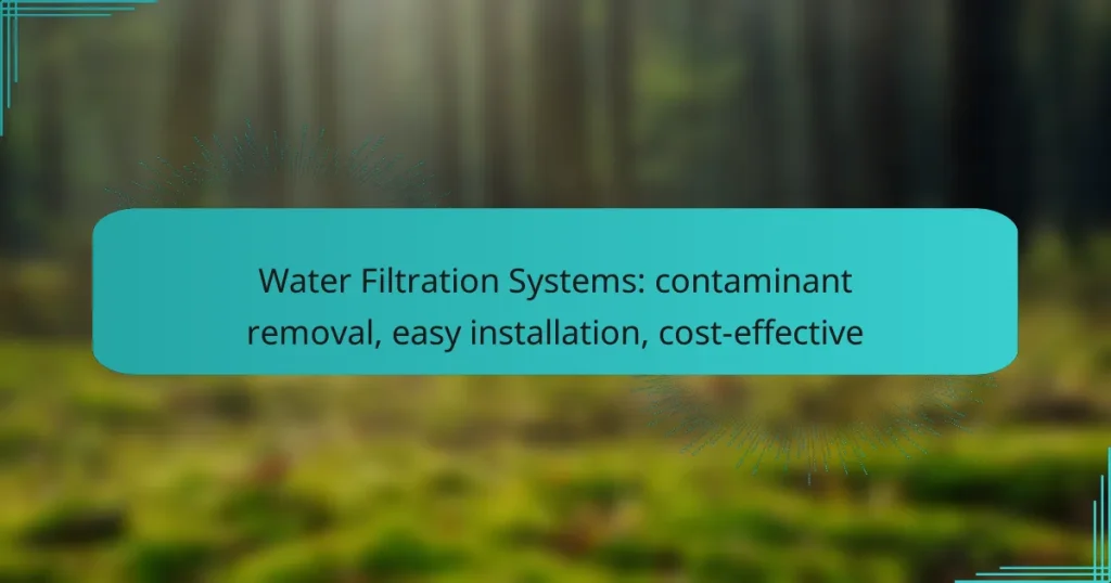 Water Filtration Systems: contaminant removal, easy installation, cost-effective