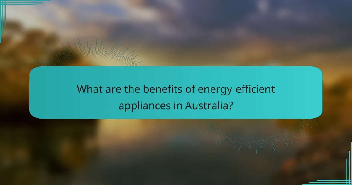 What are the benefits of energy-efficient appliances in Australia?