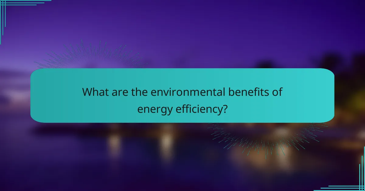 What are the environmental benefits of energy efficiency?