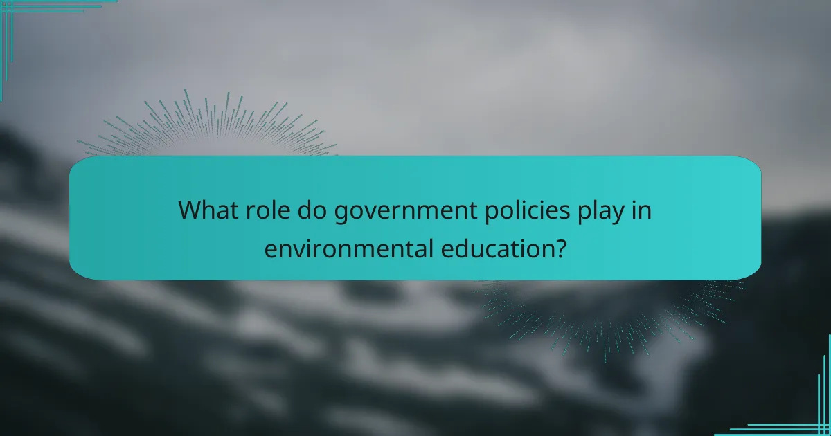 What role do government policies play in environmental education?